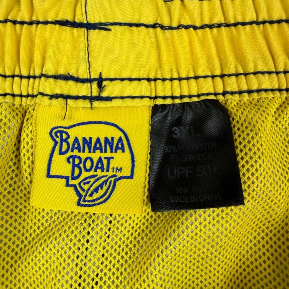 Banana Boat Swim Trunks Mens 3XL Blue Striped UPF 50+ Board Shorts Pocket‎